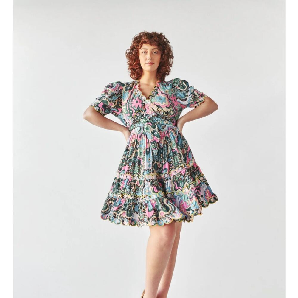 CeliaB Hortensia Floral Puff‎ Sleeve Mini Dress Size Small